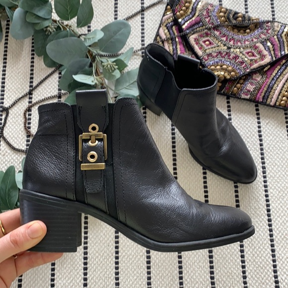 franco sarto side buckle booties